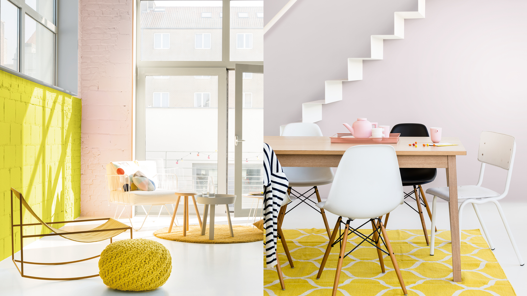 Acentos de amarillo brillante Un acento de color puede unificar las paredes y los muebles.