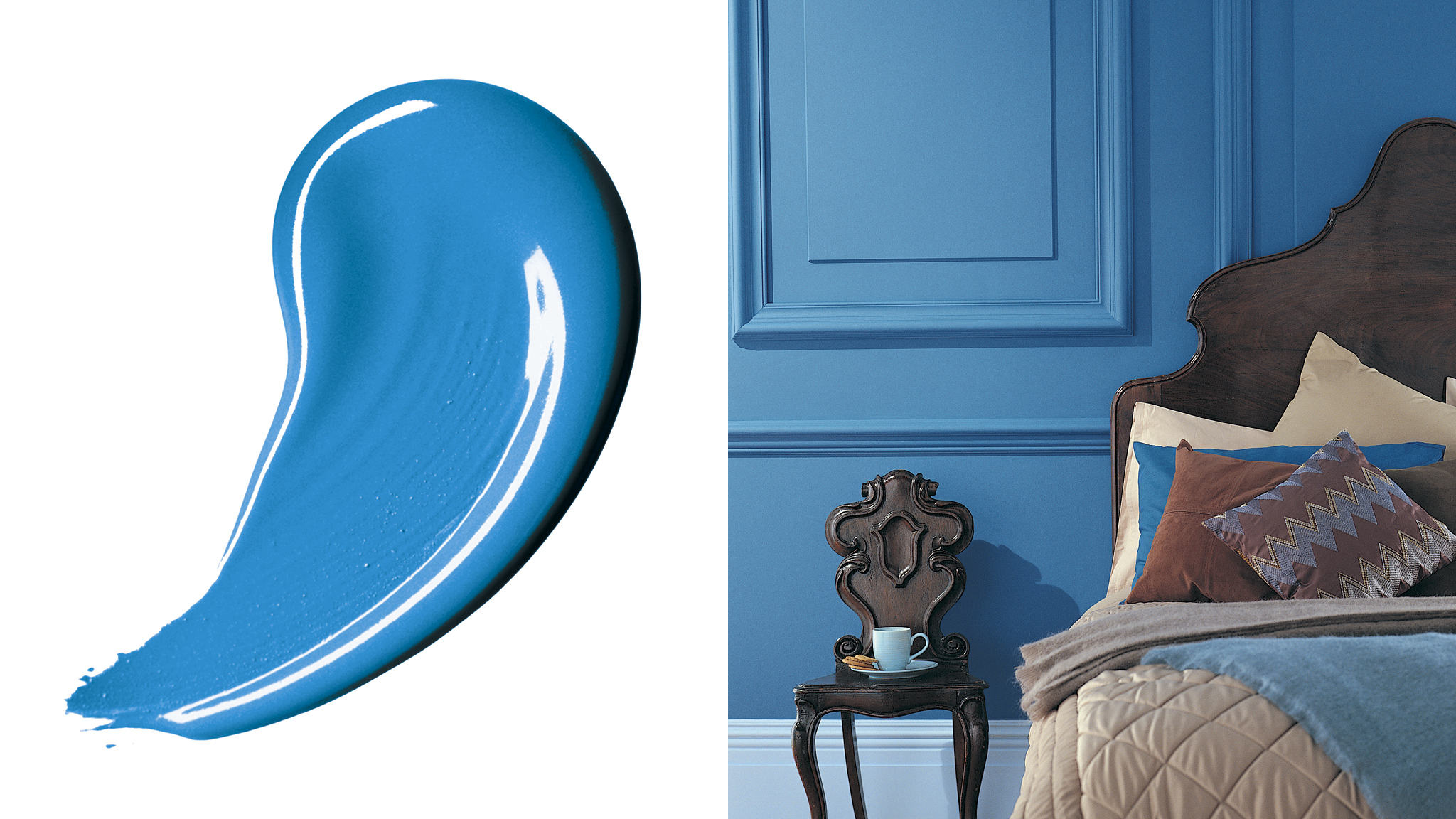 Senti la calma en un dormitorio azul Los azules crean una combinación de colores fresca y sumamente relajante. De hecho, es tan apacible que puede bajar el ritmo cardíaco y te ayuda a relajarte al final de un largo día.