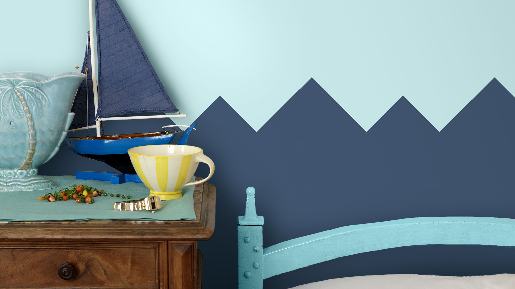 Dormitorio de temática marina con formas geométricas Creá un dormitorio de temática marina para tu hijo usando formas geométricas